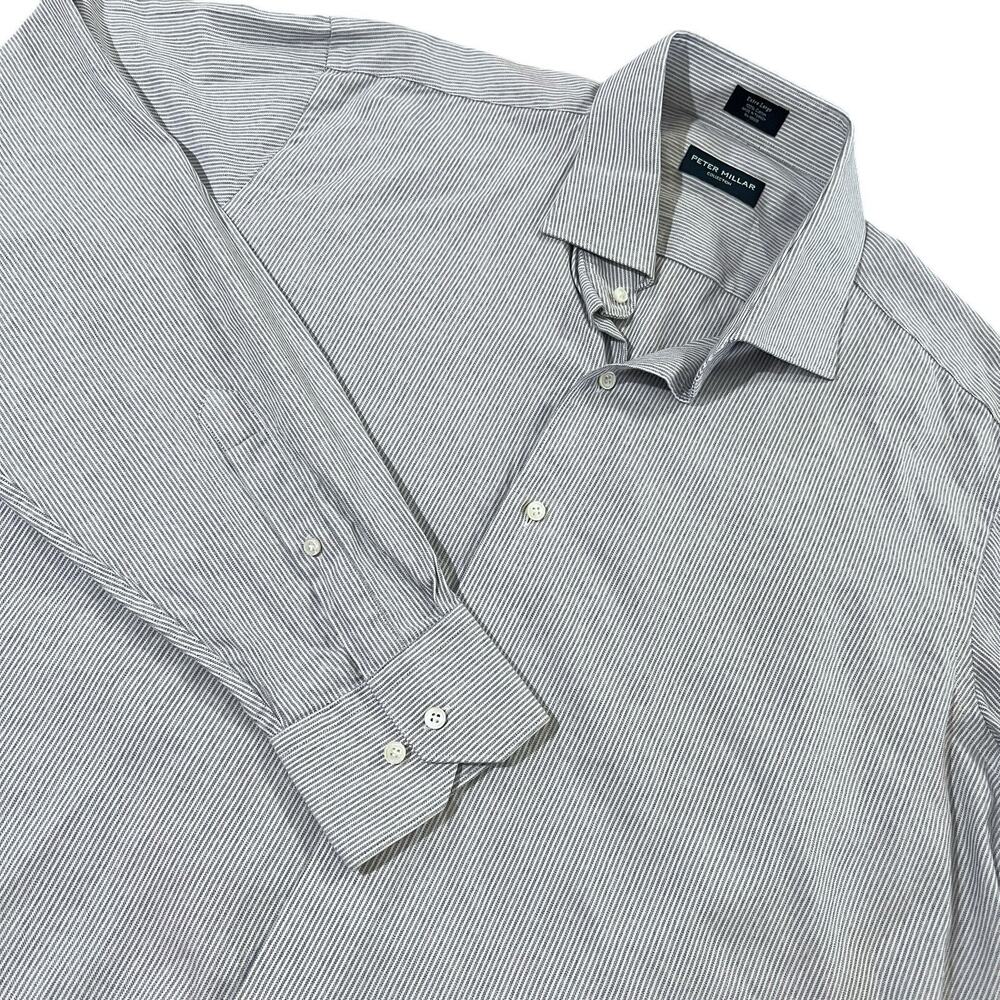 Peter Millar Collection Oxford Shirt XL Blue White Stripe 100% Cotton Luxury